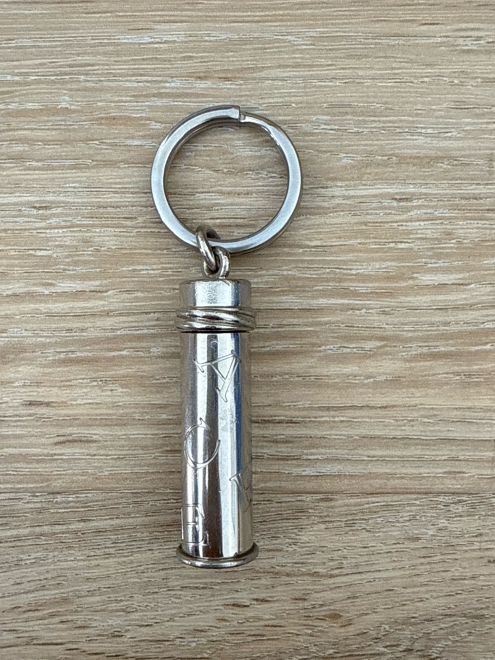 Cartier Silver Engraved Cylinder Keychain